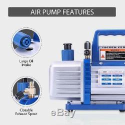 Single Stage Rotary Vane Air Vacuum Pump and R134a AC Manifold Gauge Set
