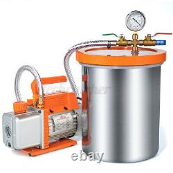 TS-VP1 Vacuum Pump VALVES MANIFOLD GAUGE With3 Gallon Vacuum Chamber & 1/4 HP Set