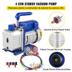 VEVOR 1/4HP 4CFM HVAC Auto AC Vacuum Pump with Manifold Gauge Set & Accessories