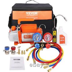 VEVOR 1/4 HP HVAC Vacuum Pump and Gauge Set 4.5 CFM Manifold Gauge Kit with Hose