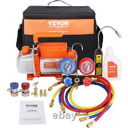 VEVOR 1/4 HP HVAC Vacuum Pump and Gauge Set 4.5 CFM Manifold Gauge Kit with Hose