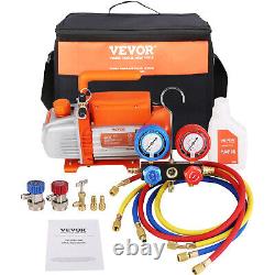 VEVOR 4.5CFM 1/4 HP HVAC Vacuum Pump /Manifold Gauge Set with Hose R32, R1234yf