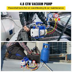VEVOR 4.8 CFM Vacuum Pump R410A R134A R22 HVAC A/C with4 VALVE MANIFOLD GAUGE
