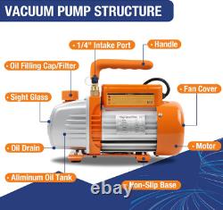 Vacuum Pump & Manifold Gauge Set HVAC A/C Refrigeration Kit