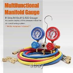 Vacuum Pump & Manifold Gauge Set HVAC A/C Refrigeration Kit Diagnostic