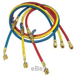 YELLOW JACKET 25985 Manifold Hose Set, 60 In, Red, Yellow, Blue
