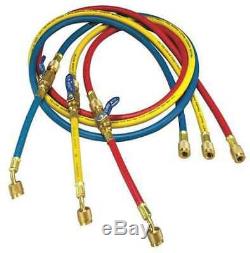 YELLOW JACKET 25986 Manifold Hose Set, 72 In, Red, Yellow, Blue