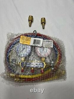 YELLOW JACKET 41195 2-Valve Manifold Red And Blue Gauges R-12, R-22, R-502 F PSI