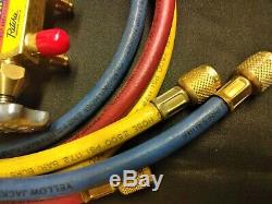 YELLOW JACKET A/C Test & Charging Manifold Gauge Set + compact ball valves