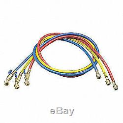 YELLOW JACKET Manifold Hose Set, 36 In, Red, Yellow, Blue, 29983, Red, Yellow, Blue