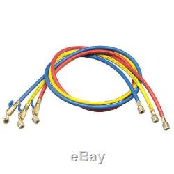 YELLOW JACKET Manifold Hose Set, Low Loss, 60 In, 29985, Red, Yellow, Blue