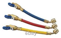 Yellow Jacket 25980 Manifold Hose Set, 9 In, Red, Yellow, Blue