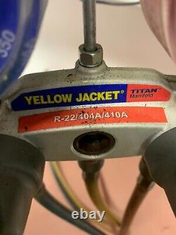 Yellow Jacket Titan Manifold Gauge Set 2 Valves, 3 Hoses R-22/404A/410A